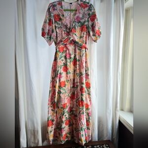 Old Navy Linen Floral Cut-Out Maxi Dress XL Tall Spring Summer